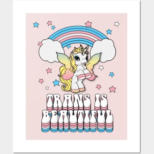 'Trans is beautiful' Unicorn Rainbow Posters and Art